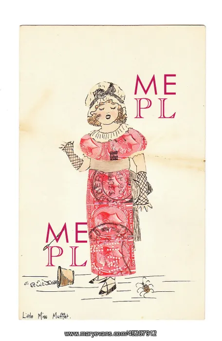 : Greetings postcard with stamp-based design : Greetings postcard with stamp-based design