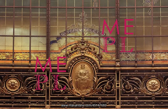 : Grenoble emblem, Hall, Societe Generale, Paris, France : Grenoble emblem, Hall, Societe Generale, Paris, France