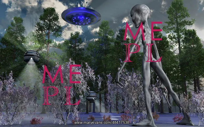 : A Grey Alien researcher exploring woodlands : A Grey Alien researcher exploring woodlands
