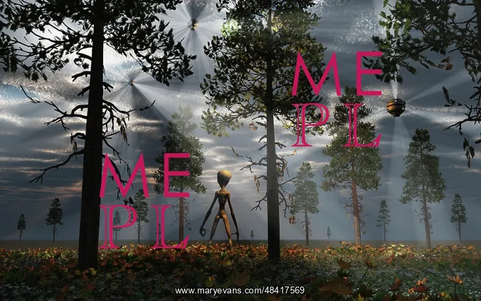: A Grey Alien researcher exploring woodlands : A Grey Alien researcher exploring woodlands