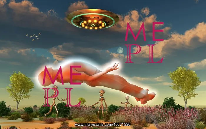 : Grey aliens abducting a human male : Grey aliens abducting a human male