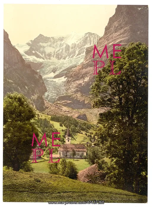  : Grindelwald, church and Eiger Mountain, Bernese Oberland, Sw