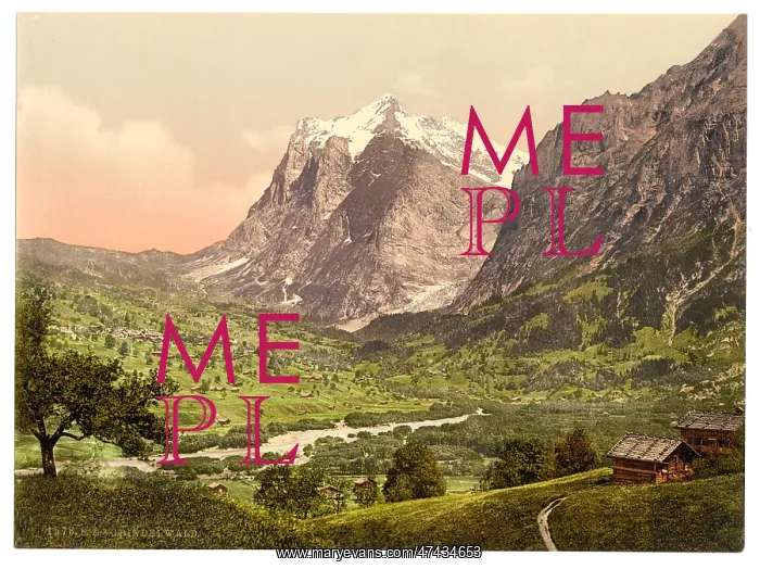 : Grindelwald, general view, Wetterhorn, Bernese Oberland, Swi : Grindelwald, general view, Wetterhorn, Bernese Oberland, Swi