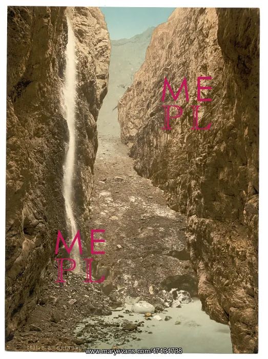 : Grindelwald, grotto, II, with waterfall, Bernese Oberland, S : Grindelwald, grotto, II, with waterfall, Bernese Oberland, S