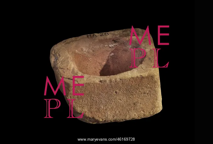 : Grinding pot, Visitor Centre Museum, Skara Brae, Mainland : Grinding pot, Visitor Centre Museum, Skara Brae, Mainland