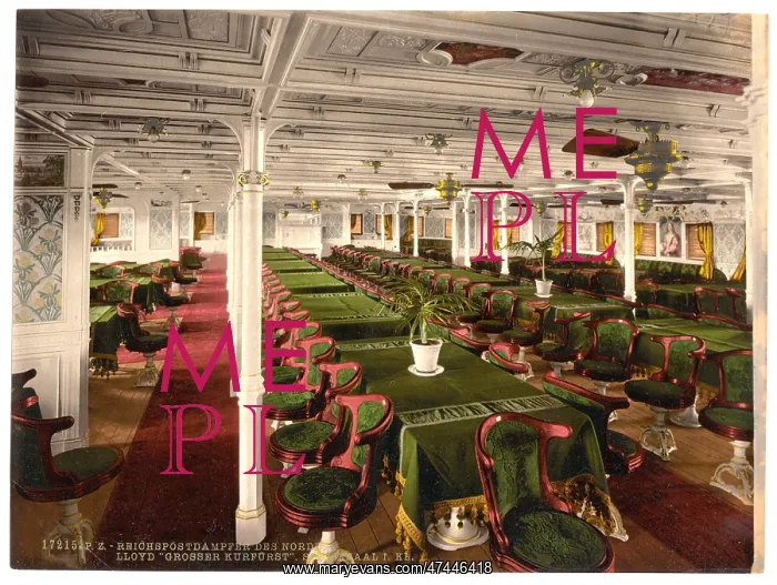 : Grosser Kurfurst, dining room, first class, North German Llo : Grosser Kurfurst, dining room, first class, North German Llo