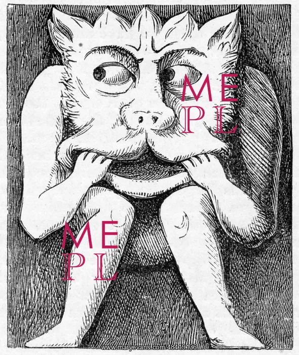: Grotesque gargoyle with hands in mouth : Grotesque gargoyle with hands in mouth