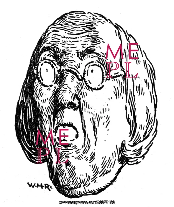 : Grotesque head, illustration by William Heath Robinson : Grotesque head, illustration by William Heath Robinson