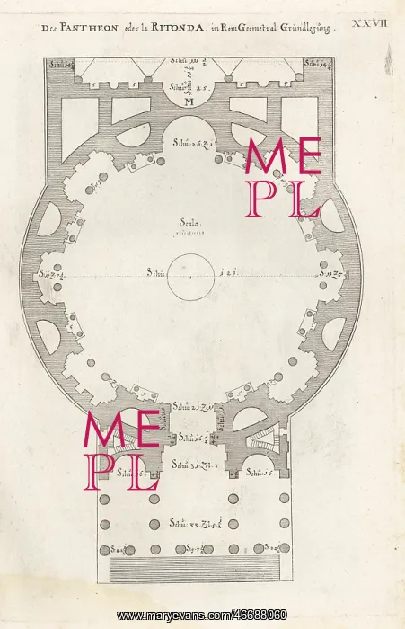 : The ground plan of the Pantheon or La Ritonda, Rome : The ground plan of the Pantheon or La Ritonda, Rome