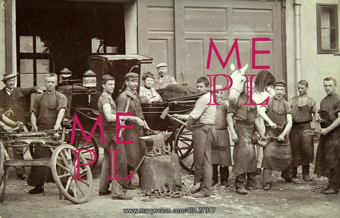 : Group of 12 workers in a blacksmith workshop : Group of 12 workers in a blacksmith workshop