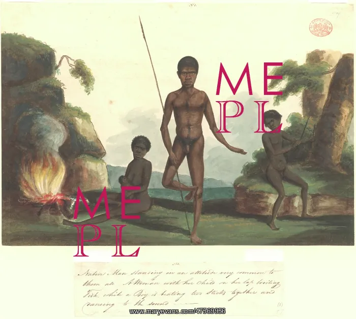 : Group of Aborigines in a landscape : Group of Aborigines in a landscape