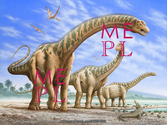 : A group of Argentinosaurus dinosaurs, with Ornithocheirus : A group of Argentinosaurus dinosaurs, with Ornithocheirus