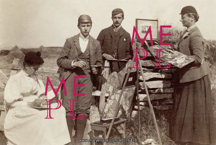 : Group of art students outdoors, 1890s : Group of art students outdoors, 1890s