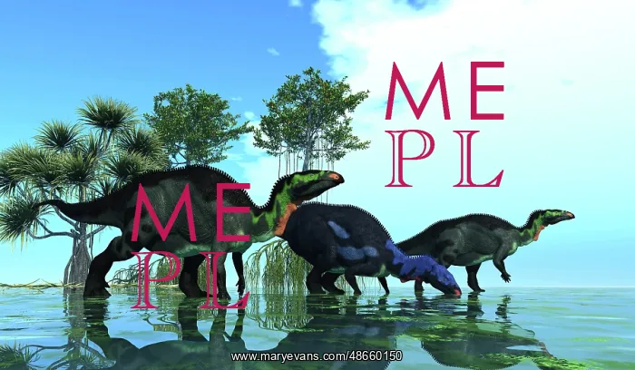 : A group of Camptosaurus dinosaurs in a swamp : A group of Camptosaurus dinosaurs in a swamp