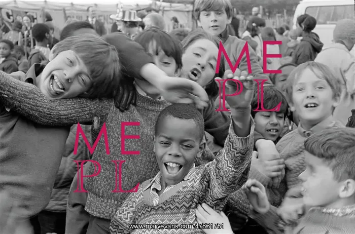 : Group of children cheering to camera at fete : Group of children cheering to camera at fete