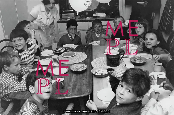 : Group of children at a tea party : Group of children at a tea party