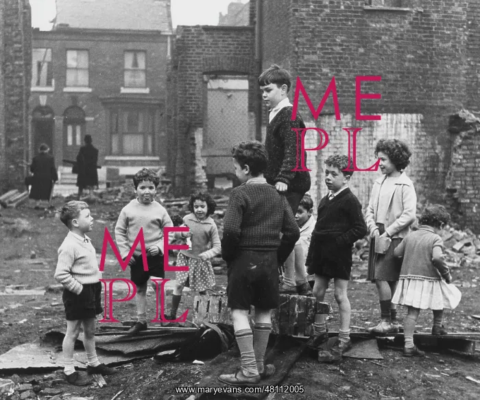 : Group of children on waste ground : Group of children on waste ground