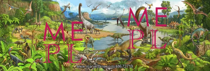 : A group of dinosaurs in a prehistoric environment : A group of dinosaurs in a prehistoric environment