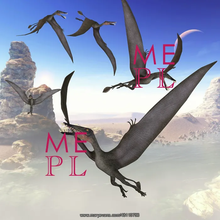 : A group of Dorygnathus predatory reptiles fly above a ? : A group of Dorygnathus predatory reptiles fly above a ?