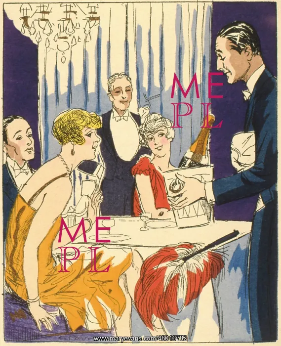 : Group of elegant people being served champagne : Group of elegant people being served champagne