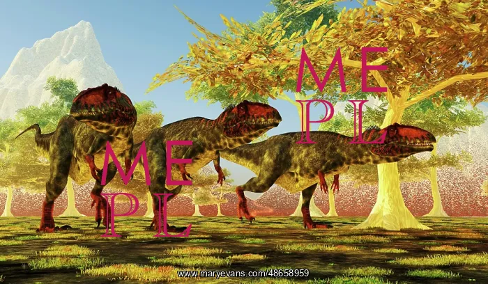 : A group of Giganotosaurus dinosaurs on the move : A group of Giganotosaurus dinosaurs on the move