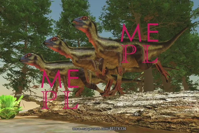 : A group of herbivorous Hypsilophodon dinosaurs : A group of herbivorous Hypsilophodon dinosaurs