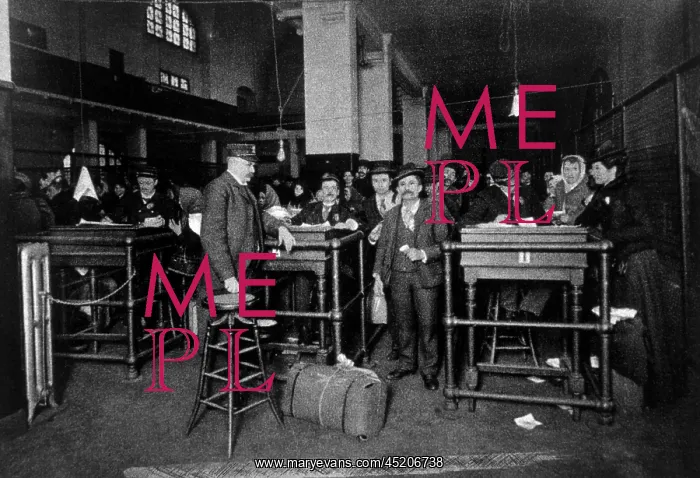 : A group of immigrants showing passports, ? : A group of immigrants showing passports, ?