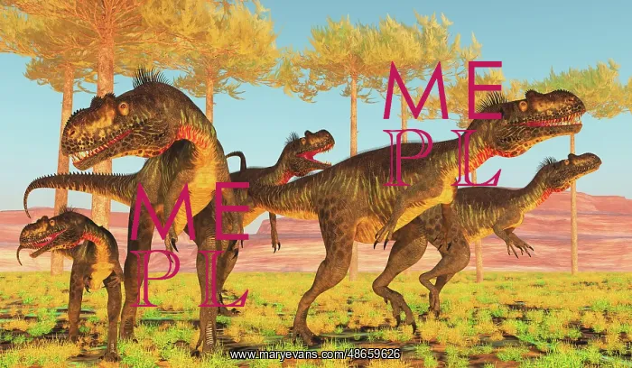 : A group of Megalosaurus dinosaurs hunting in the : A group of Megalosaurus dinosaurs hunting in the