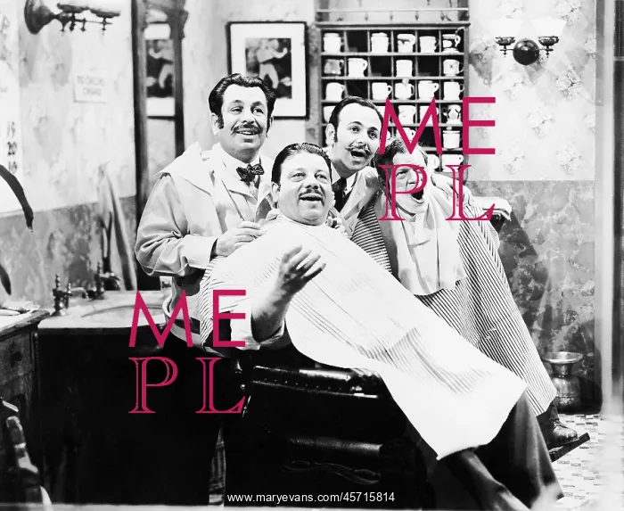 : Group of four men at a barber shop singing : Group of four men at a barber shop singing