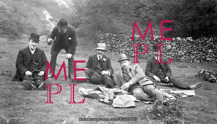 : Group of men in Dovedale : Group of men in Dovedale
