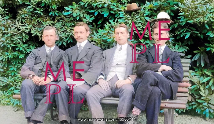 : Group of four men with hats : Group of four men with hats