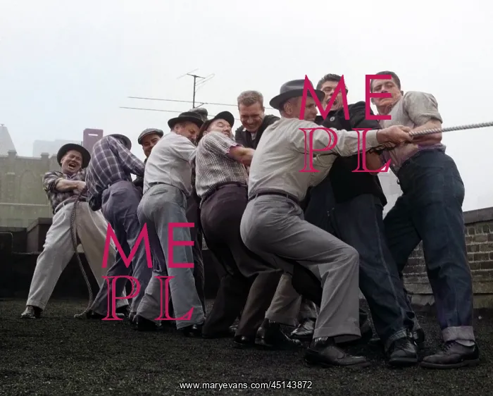 : One Side Group Men Playing Tug-Of-War Pulling : One Side Group Men Playing Tug-Of-War Pulling