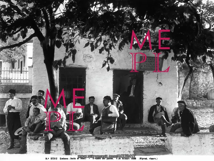 : Italy. Group of men sitting outside a cafe in Embonas, island of Rodi : Italy. Group of men sitting outside a cafe in Embonas, island of Rodi