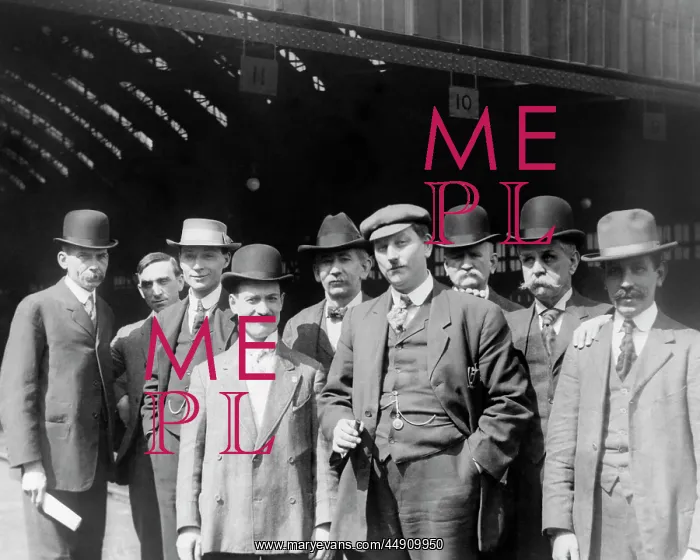  : Group of Men in Suits and Hats Standing Looking at Camera