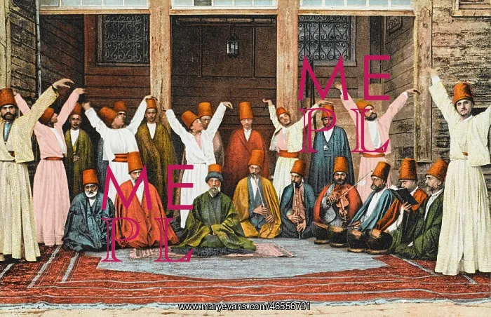 : Group of Mevlevi Dervishes - Istanbul (colourised) : Group of Mevlevi Dervishes - Istanbul (colourised)