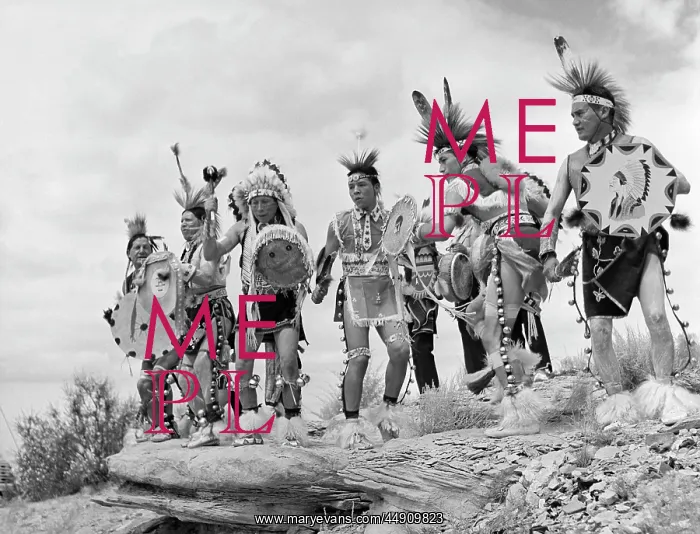 : Group of Native American Taos Indian Men Performing Dance : Group of Native American Taos Indian Men Performing Dance