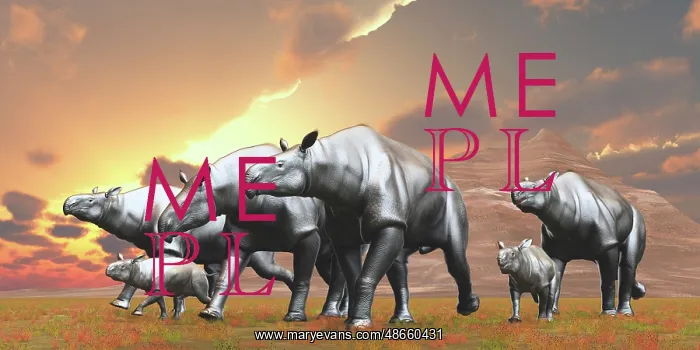 : A group of Paraceratherium mammals : A group of Paraceratherium mammals