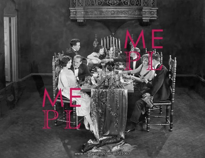 : Group of people having dinner party : Group of people having dinner party