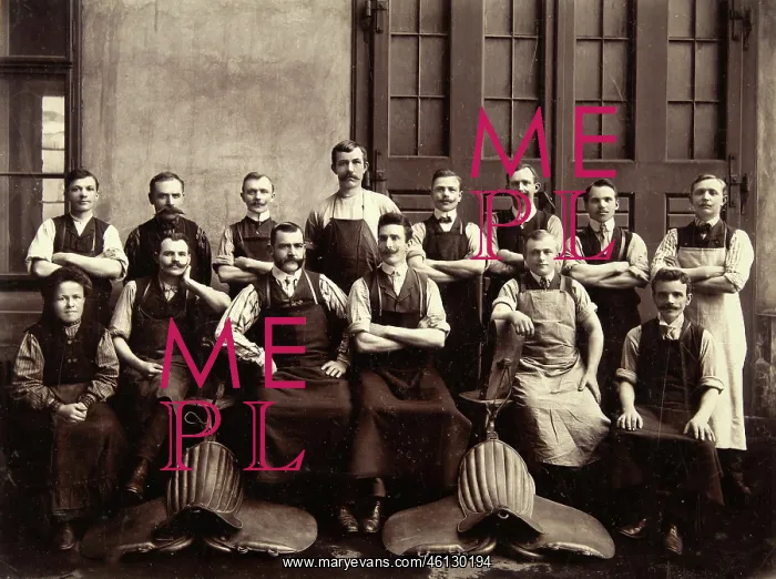 : Group photo of workers of a saddlery in Vienna : Group photo of workers of a saddlery in Vienna