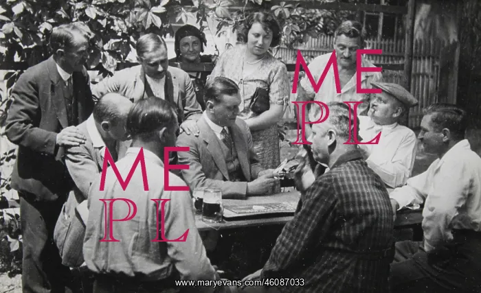 : Group portrait of card players and : Group portrait of card players and