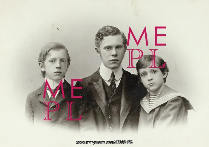 : Group portrait of a father with his two children : Group portrait of a father with his two children