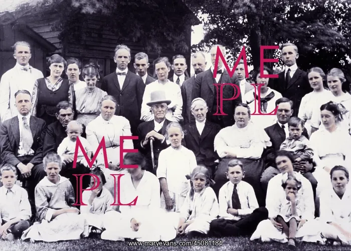 : Group Portrait of Multi-Generation Family Gathered : Group Portrait of Multi-Generation Family Gathered