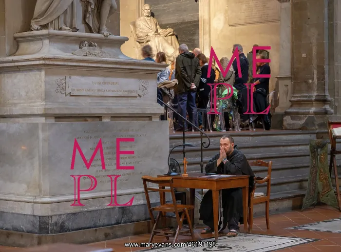 : Group prayer, Santa Croce, Florence, Tuscany, Italy : Group prayer, Santa Croce, Florence, Tuscany, Italy