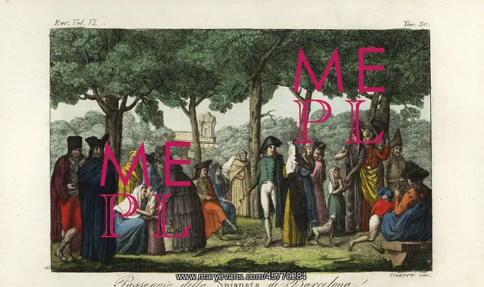 : Group of promenaders on the Spianata, Barcelona, 1806 : Group of promenaders on the Spianata, Barcelona, 1806