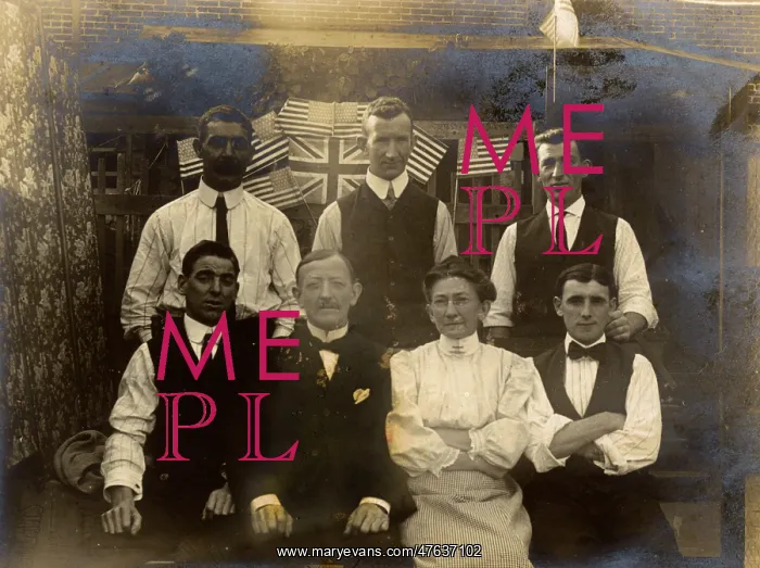 : Group of seven people with flags, USA : Group of seven people with flags, USA