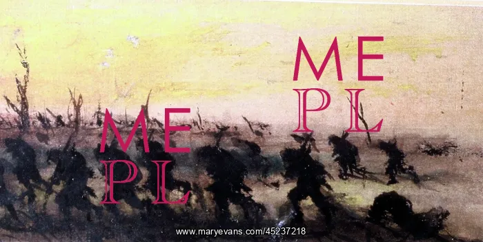 : A group of soldiers running across a battlefield, WW1 : A group of soldiers running across a battlefield, WW1