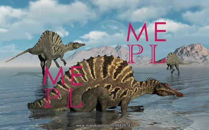 : A group of Spinosaurus : A group of Spinosaurus