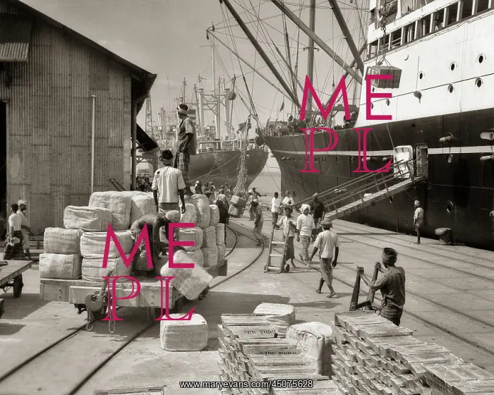 : Group of Stevedores Loading Rubber and Tin on : Group of Stevedores Loading Rubber and Tin on