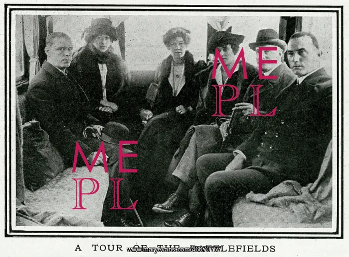 : Group visiting the battlefields in a motor caravan, 1920 : Group visiting the battlefields in a motor caravan, 1920