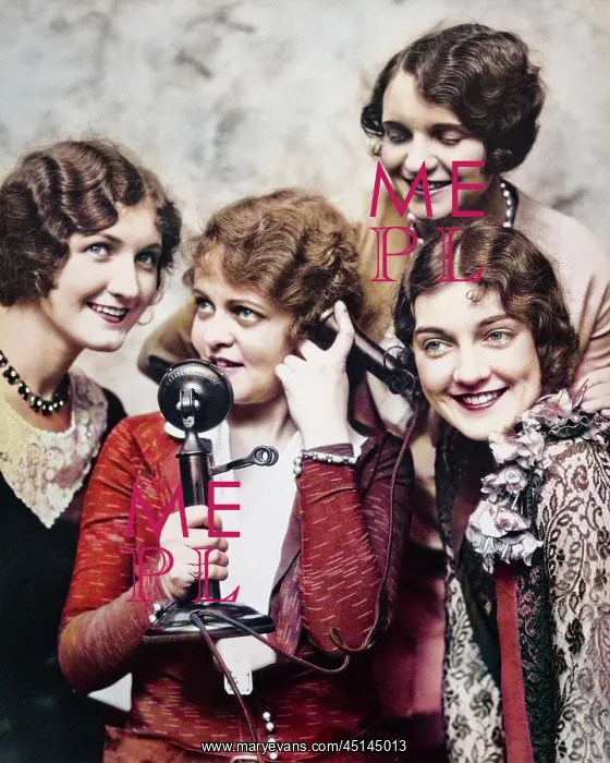 : Group of Four Women Gathered Around Candlestick : Group of Four Women Gathered Around Candlestick